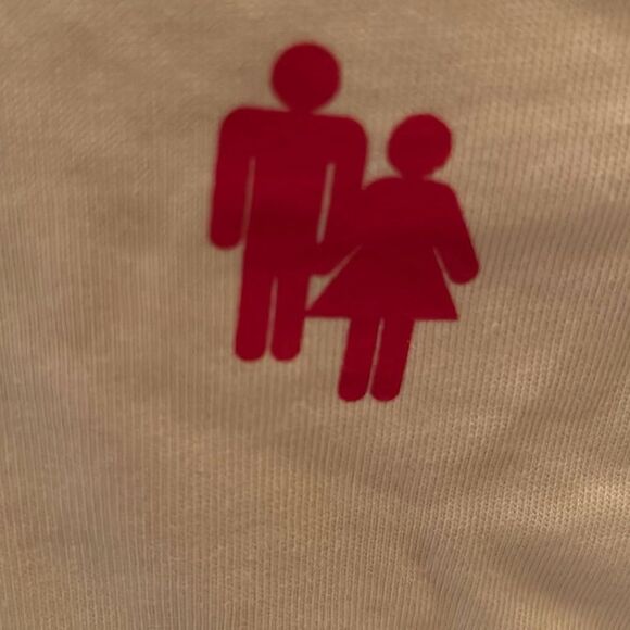 Homme + Femme Unisex S Retro Ringer Graphic Logo Tee Shirt White Red 100% Cotton - Picture 5 of 9